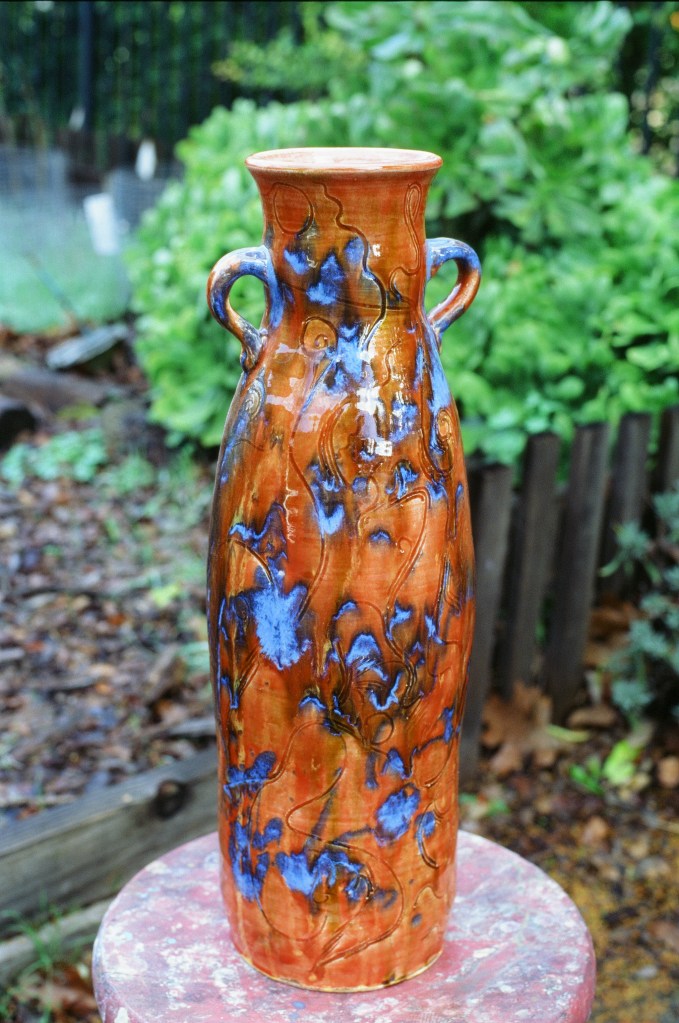 Tall Vase Celadon Midfire 20" H X 6"D 2025